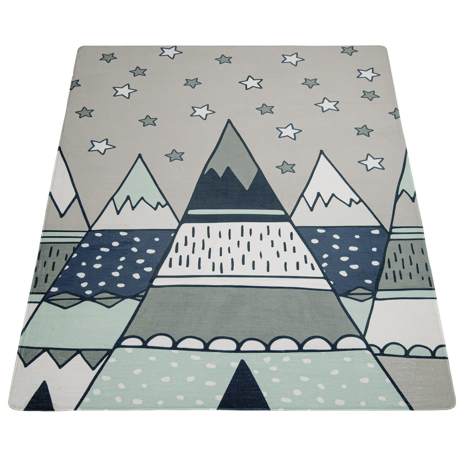KINDERTEPPICH waschmaschinenwaschbar Berge Kinderzimmer schmutzabweisend Grau Rechteckig 80x150 - Grau, Textil (80/150cm) - KADIMA DESIGN