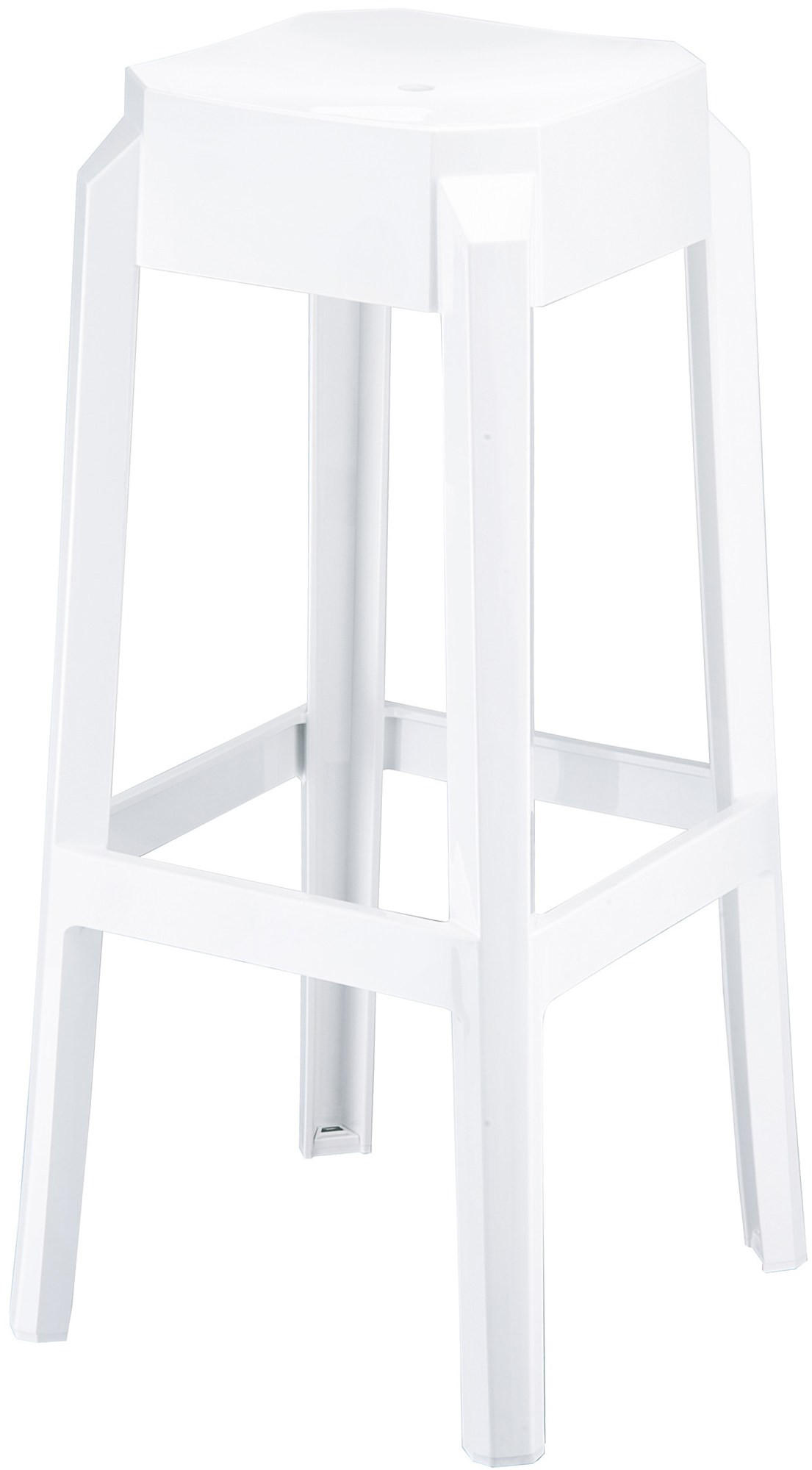 BARHOCKER Kunststoff weiß glanz - Eukalyptusholzfarben/Weiß Hochglanz, Kunststoff (36/75/36cm) - CLP
