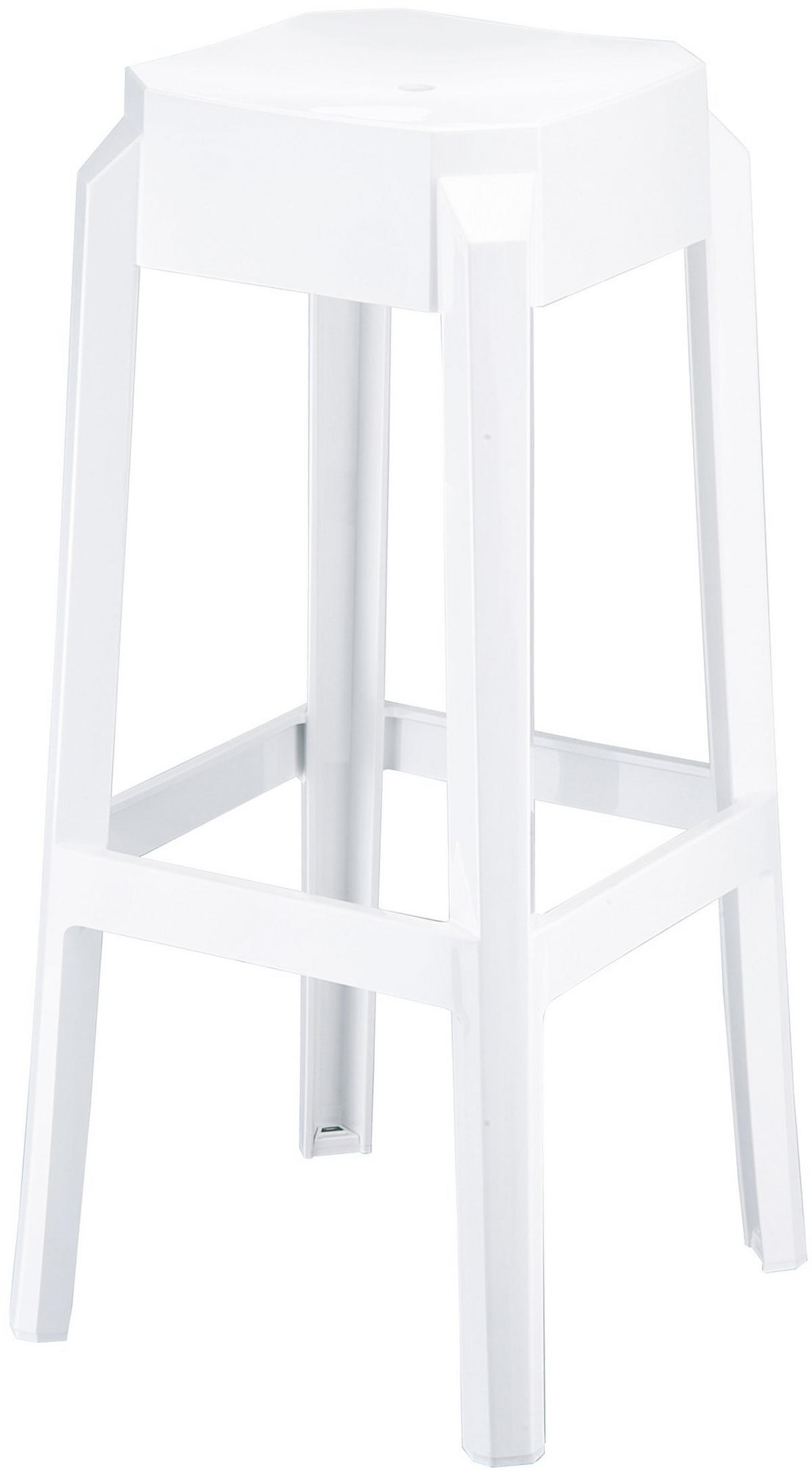 BARHOCKER Kunststoff weiß glanz - Eukalyptusholzfarben/Weiß Hochglanz, Kunststoff (36/75/36cm) - CLP