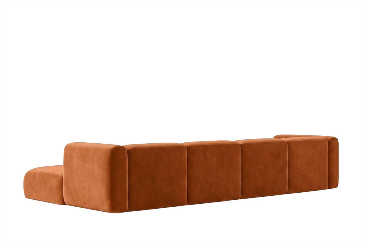 ECKSOFA U-Form, Velvet-Stoff Bluvel, Zimtfarbe, GRETA - Orange, Holz (408/70/179cm) - Kaiser Möbel
