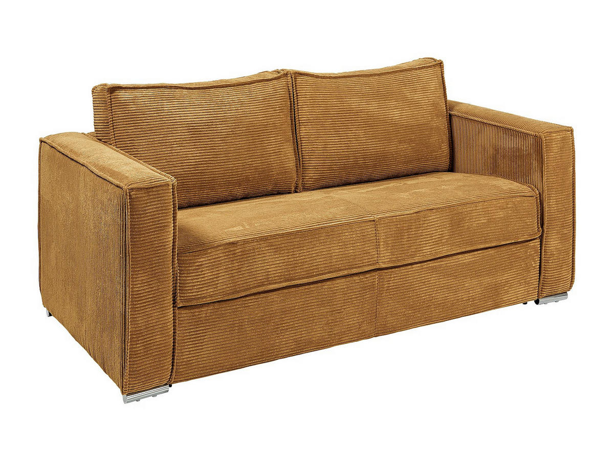 SCHLAFSOFA - 3 Personen - Samt, Stoff - Senffarben - - Dunkelgelb, Textil (195/90/223cm) - Vente-Unique
