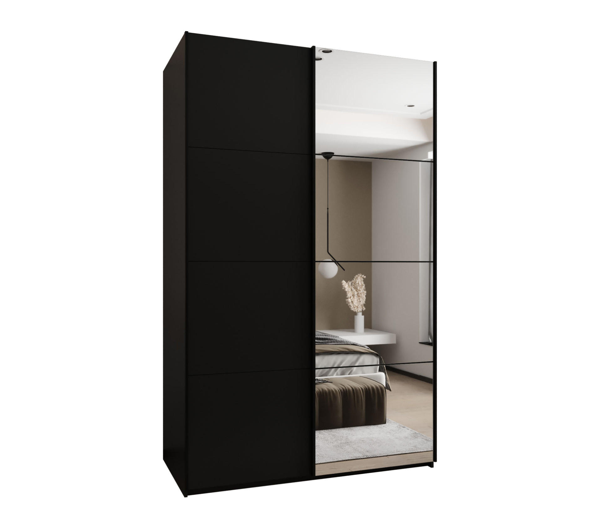 Abiks Möbel Schwebetürenschrank Schwarz, Schwarz, Schwarz 160x245x64 cm
