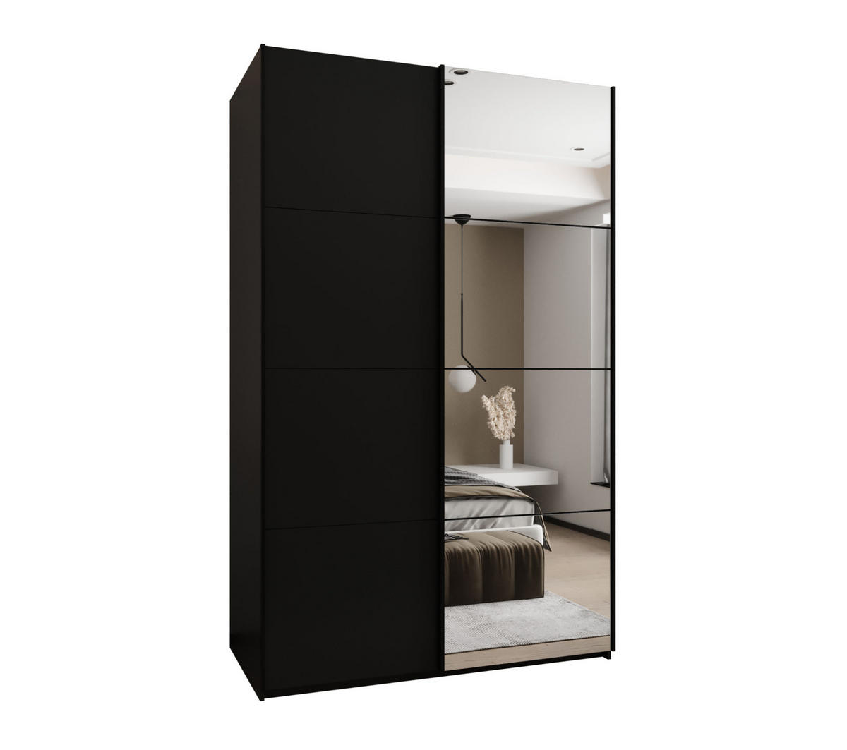 SCHWEBETÜRENSCHRANK 245,5/150/64 2-türig - Schwarz, Holz/Metall (150/245/64cm) - Abiks Möbel