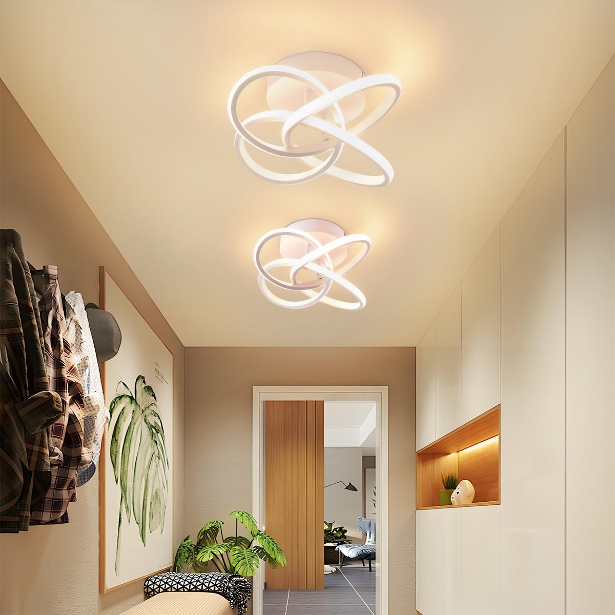 LED-DECKENLEUCHTE Linag 32/32/16 cm - Weiß, Metall (32/32/16cm) - ZMH
