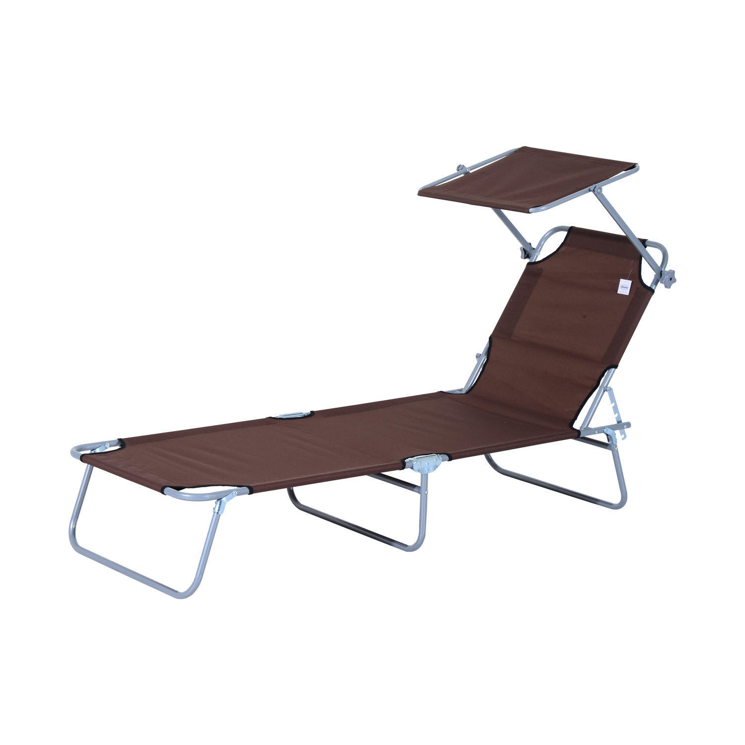 SONNENLIEGE mit Sonnenschutz, Braun - Braun, Metall (58/27/187cm) - Outsunny