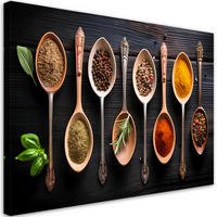 WANDBILD gewürze für die restaurantküche - Multicolor, Textil (60/40cm) - Feeby