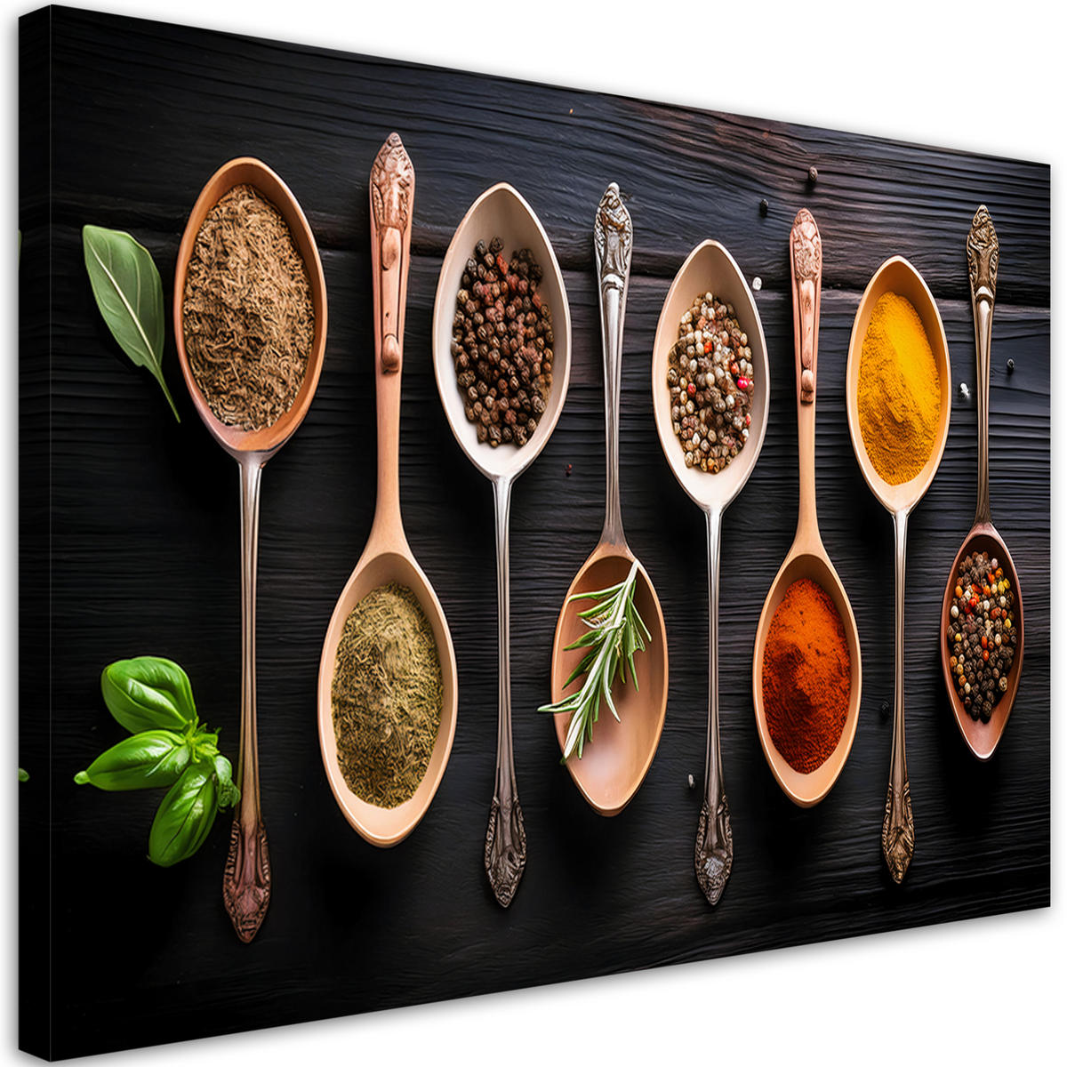 WANDBILD gewürze für die restaurantküche - Multicolor, Textil (60/40cm) - Feeby