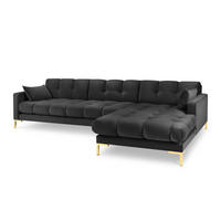 ECKSOFA rechts Mamaia aus Samt dunkelgrau 5 Sitzplätze - Dunkelgrau, Textil (185/293cm) - Micadoni