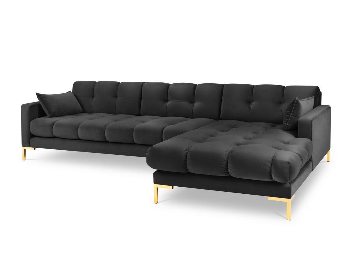 ECKSOFA rechts Mamaia aus Samt dunkelgrau 5 Sitzplätze - Dunkelgrau, Textil (185/293cm) - Micadoni