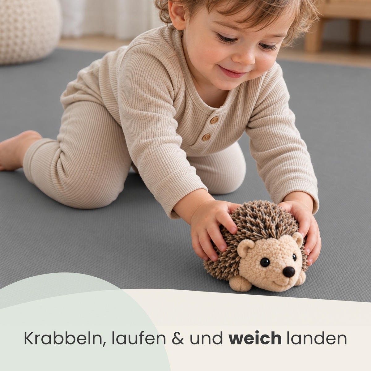 SPIELMATTE Uni - 50x50x1 cm - Puzzlematte Grau - Grau, Kunststoff (50/50cm) - Littletom