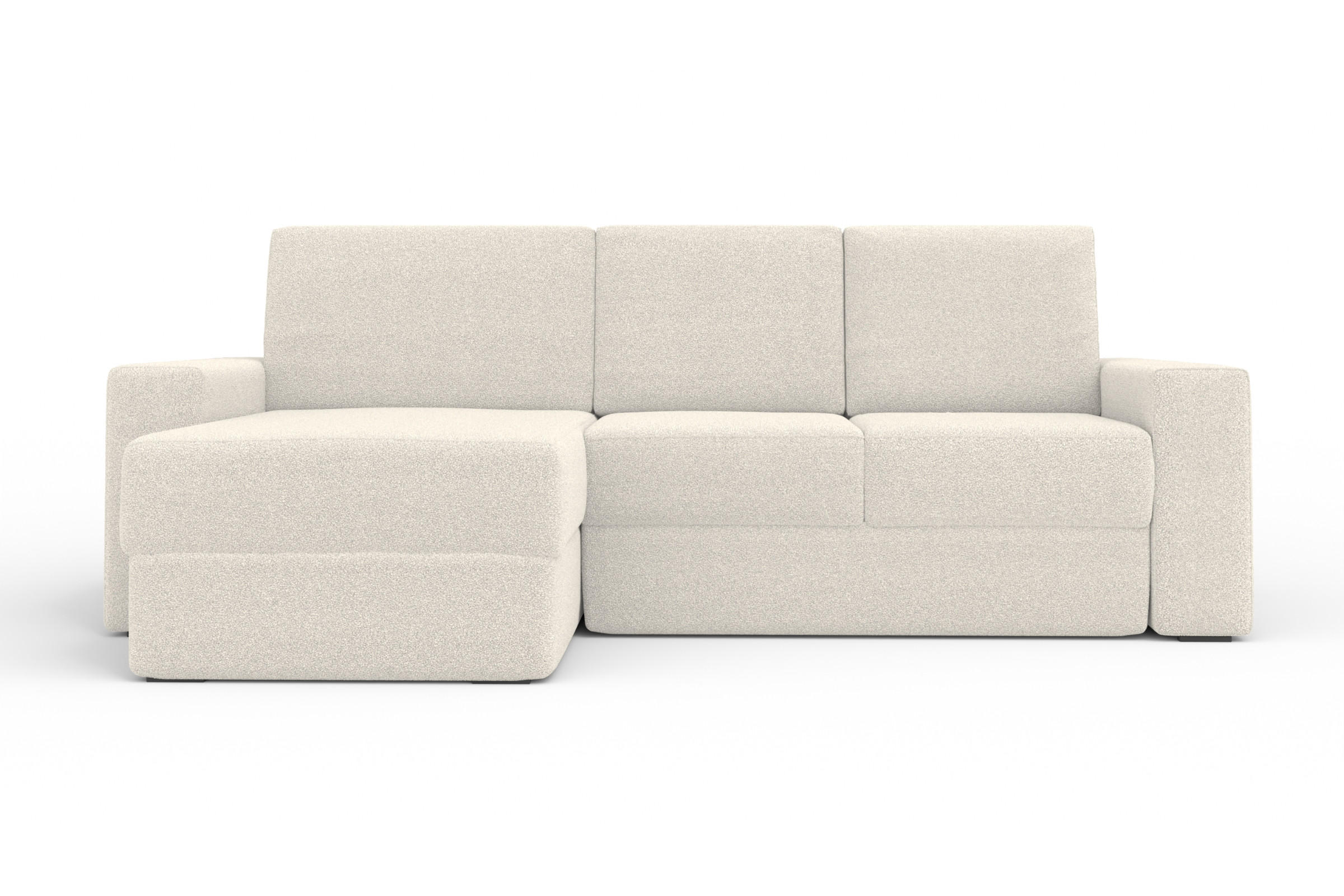 ECKSOFA TOCO L 240x145 cm in Boucle Ecru links - Hellgrau, Holz/Holzwerkstoff (240/145cm) - Deine Möbel 24