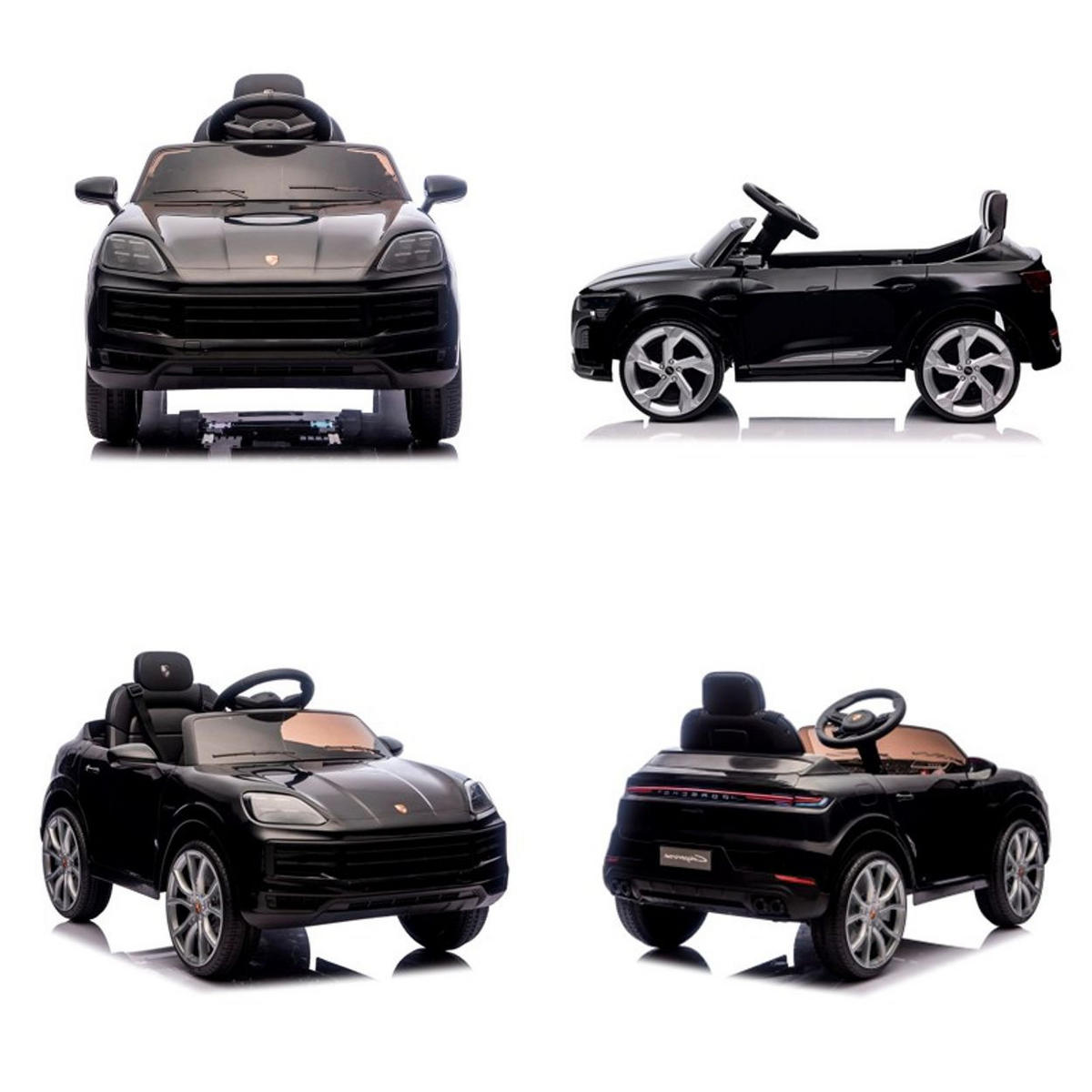 ELEKTROAUTO Porsche Cayenne schwarz Vierradfederung Fernbedienung Gurt - Schwarz, Kunststoff (103/63/54cm) - Chipolino