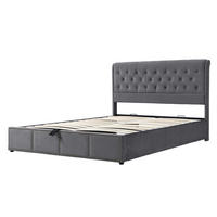 POLSTERBETT 140/200 cm grau aus Samt mit Bettkasten - Grau, Textil (140/200cm) - OKMYHOME