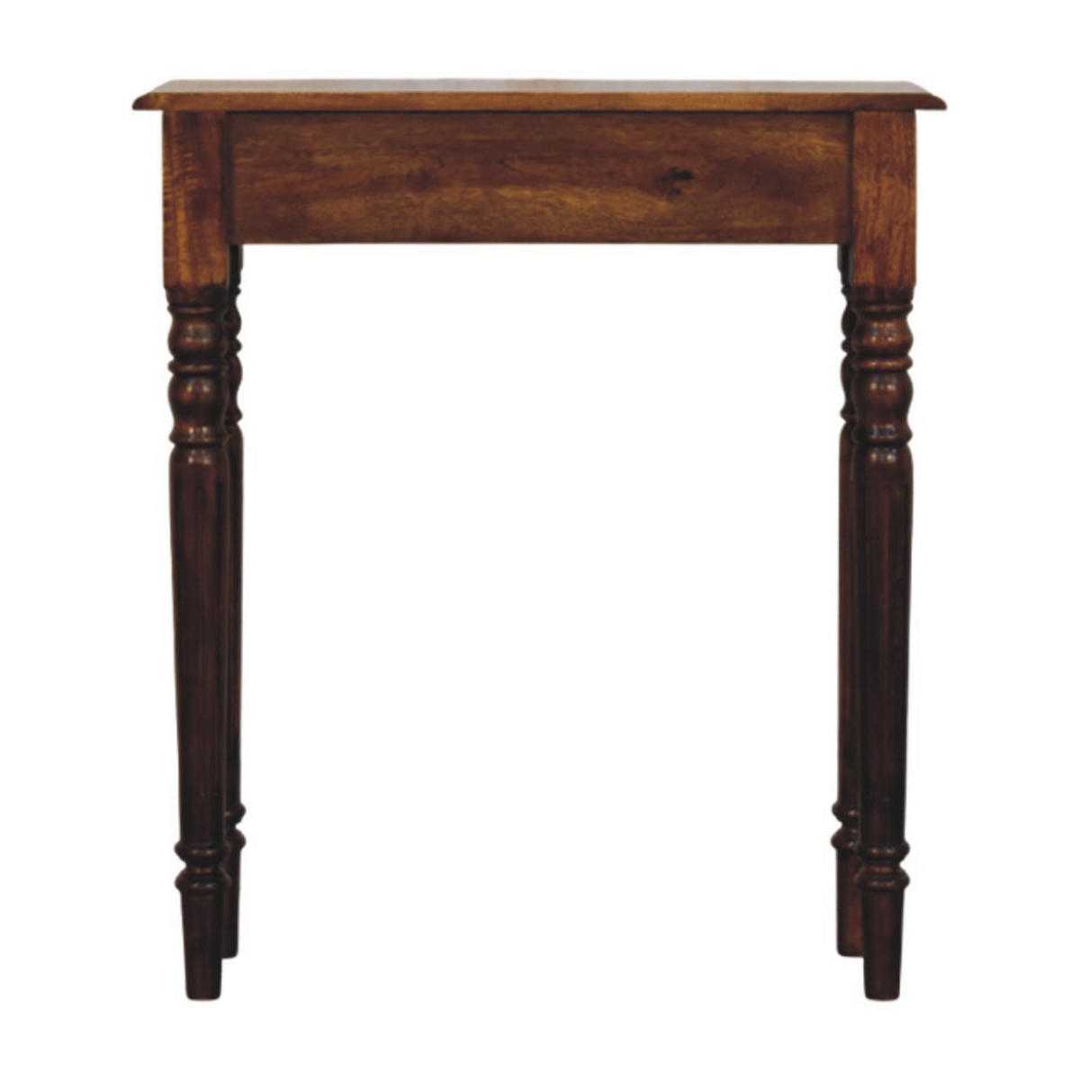 KONSOLENTISCH Massivholz Kastanienbraun Gedrechselte Beine, 1 Schublade - Dunkelbraun/Messingfarben, Mangoholz/Holz (70/80/25cm) - Artisan Furniture