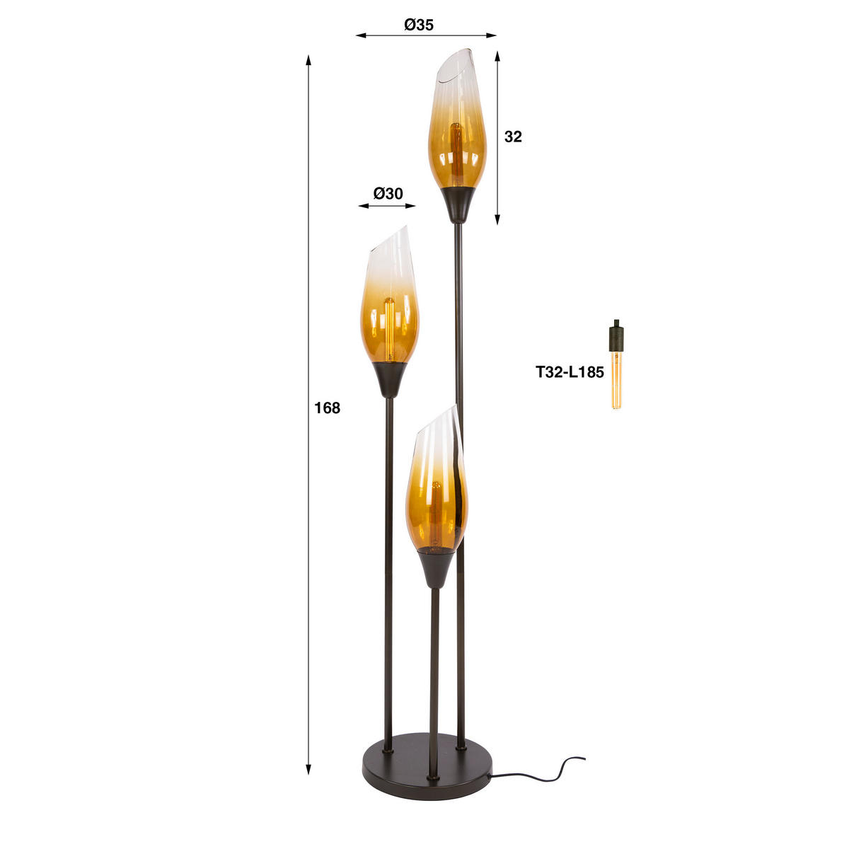 STEHLEUCHTE Cocoon Braun 35/35/168 cm - Braun, Glas (35/35/168cm) - Hoyz Collection