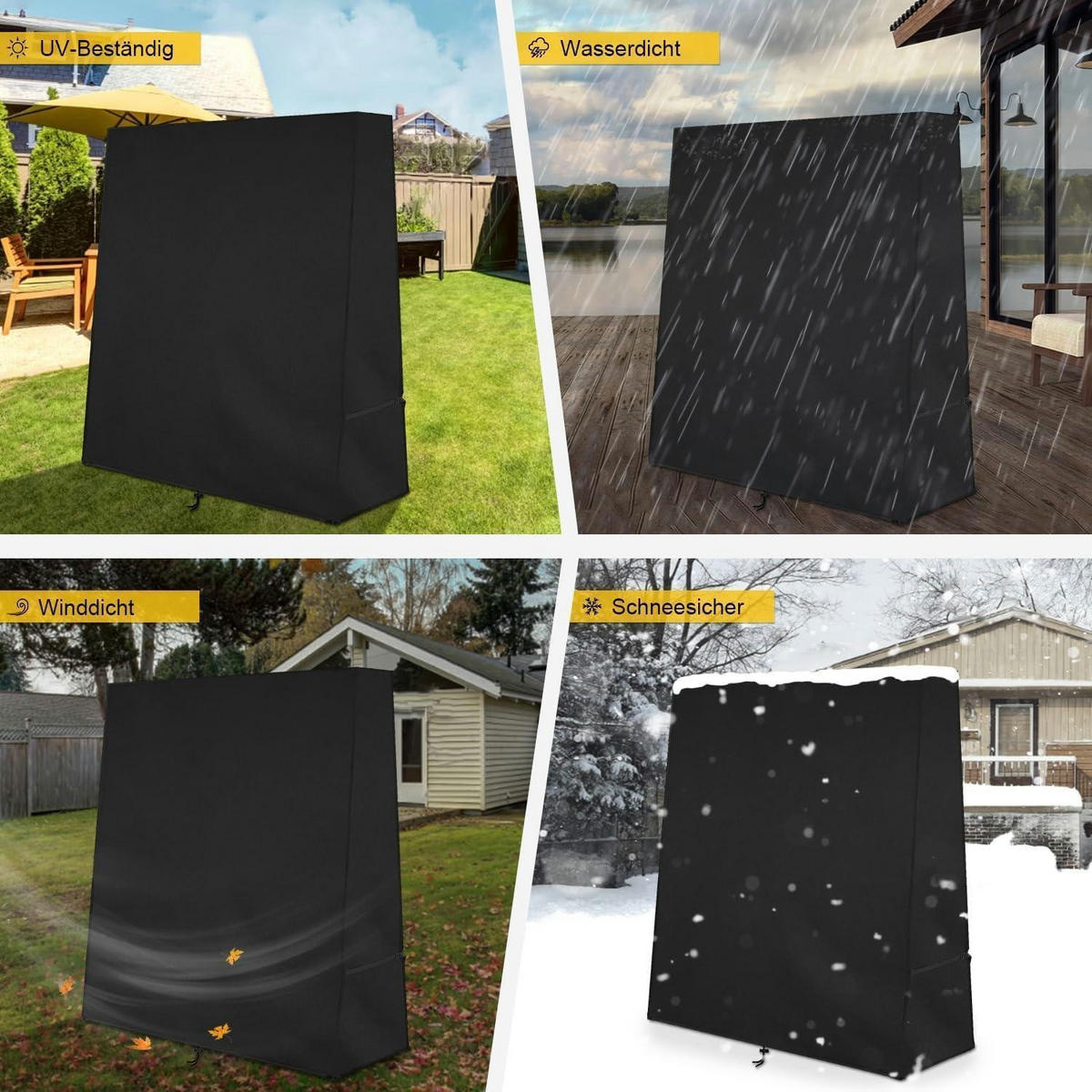ABDECKUNG für Tischtennisplatte 165 x 70 x 185 cm Schwarz - Schwarz, Textil (165/70/185cm)