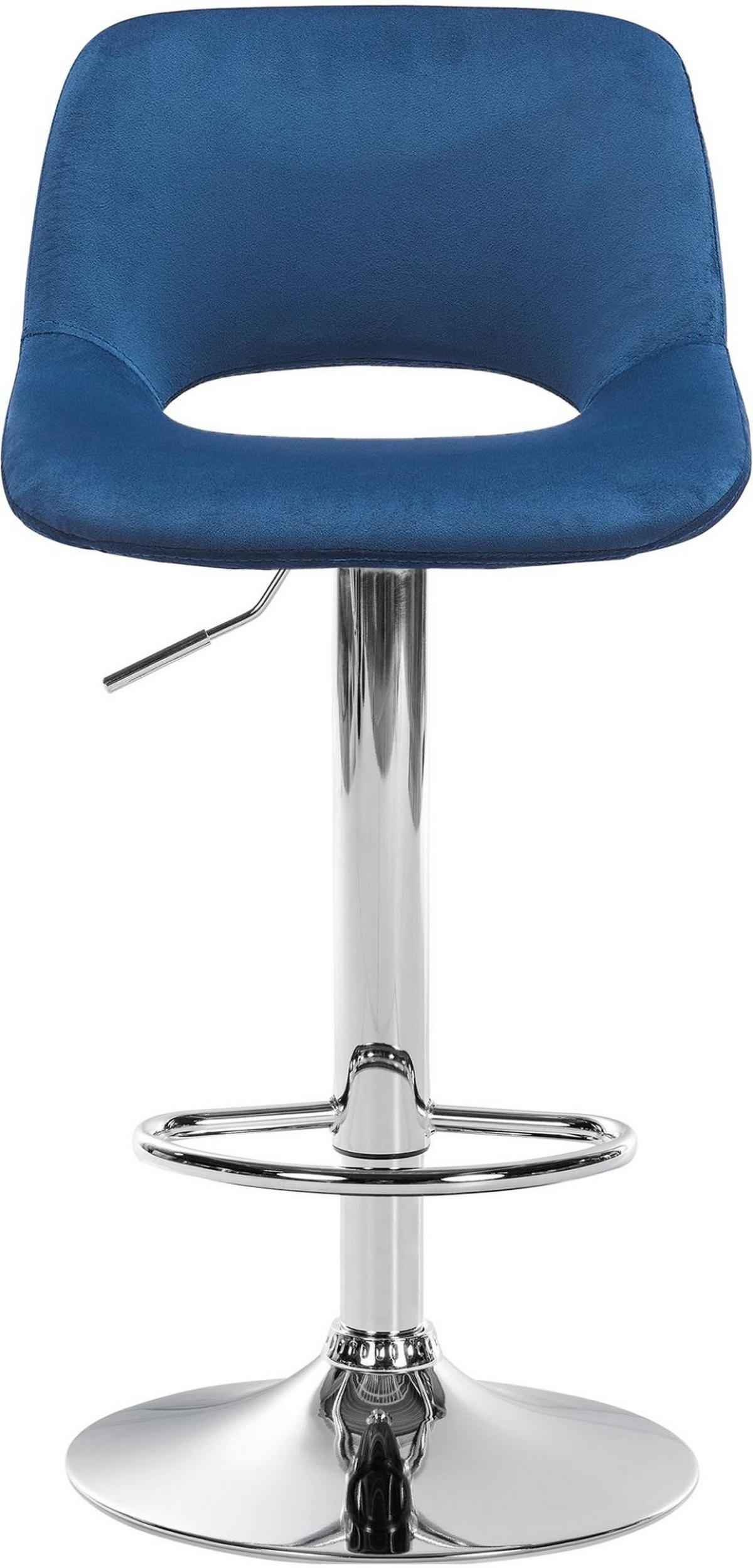 BARHOCKER 2er Set Samt blau - Chromfarben/Blau, Textil/Metall (42/86/46cm) - CLP
