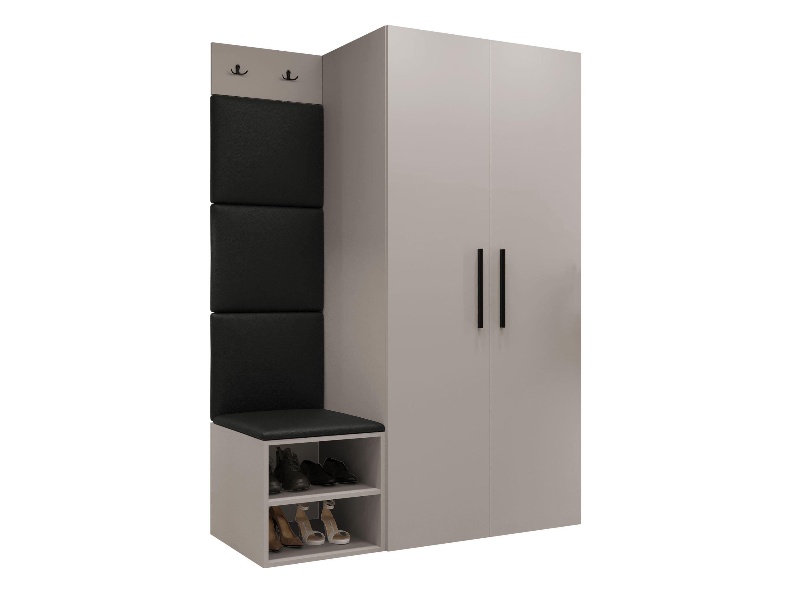 GARDEROBEN-SET Medi IV - Kaschmir/Schwarz, Holzwerkstoff/Kunststoff (80/191/50cm) - MIRJAN24