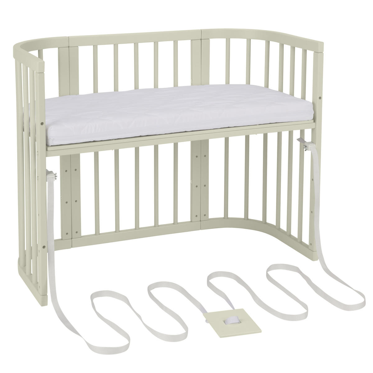 BABYBETT OLIVE, 5in1 mit Matratze - Olivgrün, Holz (65.5/92cm) - waldin