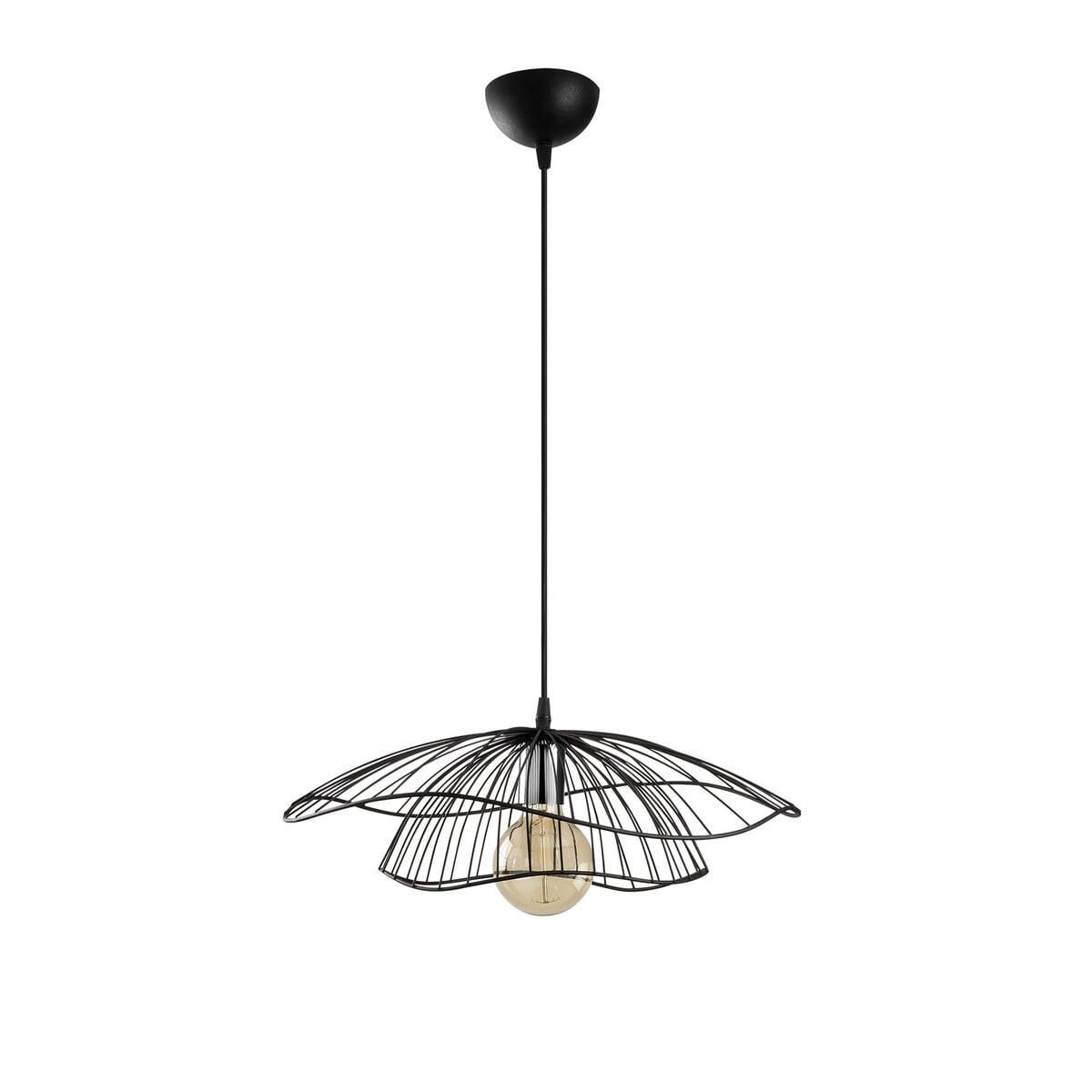DRAHT-PENDELLEUCHTE aus metall - fleur 50/50/111 cm - Schwarz, Metall (35/50/111cm) - Calicosy