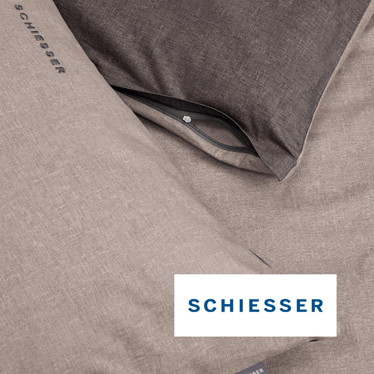BETTWÄSCHESET Doubleface Renforcé 2-teilig 135x200 cm Taupe-Dunkelgrau - Dunkelgrau, Textil (135/200cm) - SCHIESSER