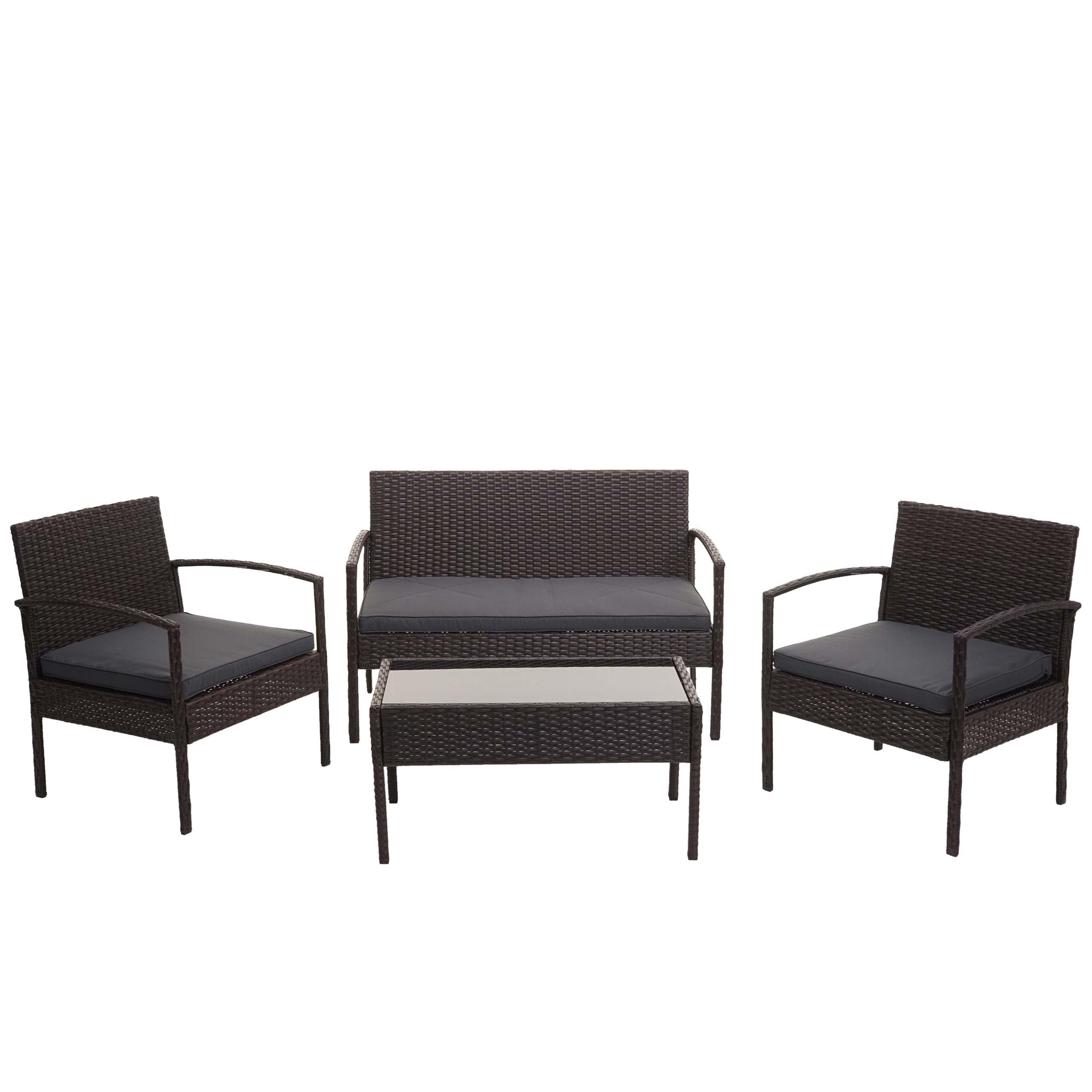 LOUNGE-SET Garten Braun Kissen Dunkelgrau - Braun, Metall - PROREGAL
