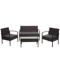 LOUNGE-SET Garten Braun Kissen Dunkelgrau - Braun, Metall - PROREGAL