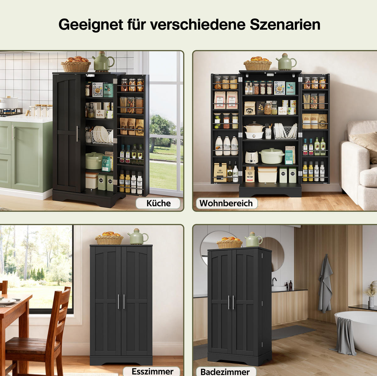 HOCHSCHRANK aus MDF 120x60x40 cm Schwarz mit LED-Sensorlicht und verstellbarem Regal - Schwarz, Holzwerkstoff (40/120/60cm) - IVMEU