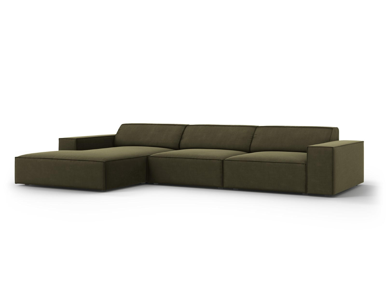 ECKSOFA links Jodie aus Samt grün 4 Sitzplätze - Grün, Textil (166/284cm) - Micadoni