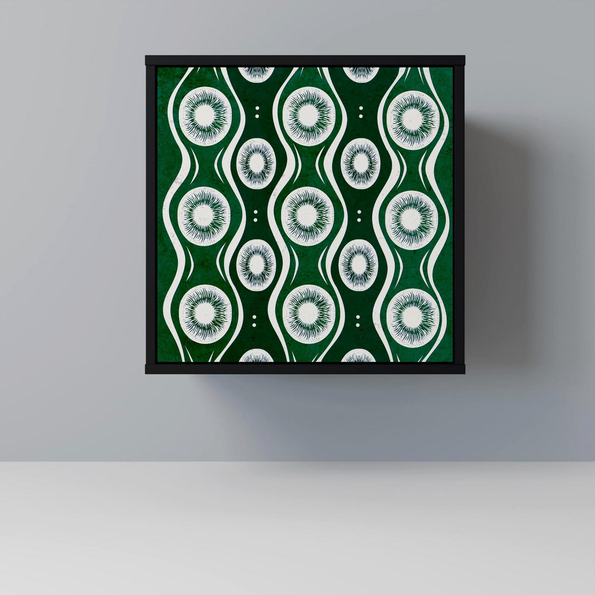 SIDEBOARD GREEN EYES, Schwarz, 57,5x42x70,5 cm, Schwarze Metall-Sternfüße - Multicolor/Schwarz, Holzwerkstoff/Metall (57.5/70.5/42cm) - SpaceRebels