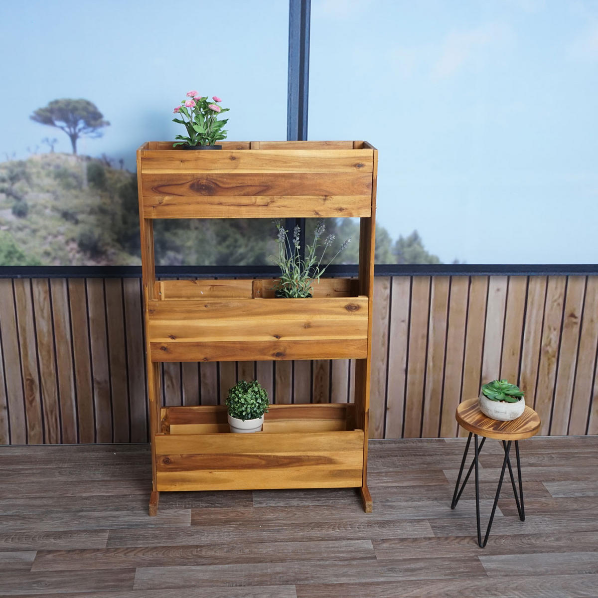 PFLANZKASTENREGAL Braun - Braun, Holz (71/115/40cm) - MCW