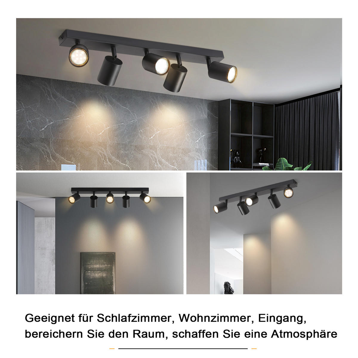 STRAHLER Roger 5-flammig 55/3/14 cm - Schwarz, Metall (55/3/14cm) - Nettlife