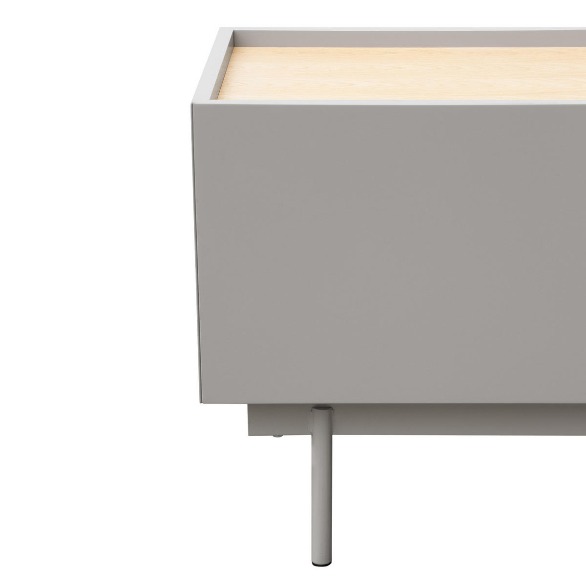 TV-LOWBOARD - Echtholzfurnier - Hellgrau / Eiche - Eichefarben/Hellgrau, Holzwerkstoff/Metall (180/45/40cm) - home24