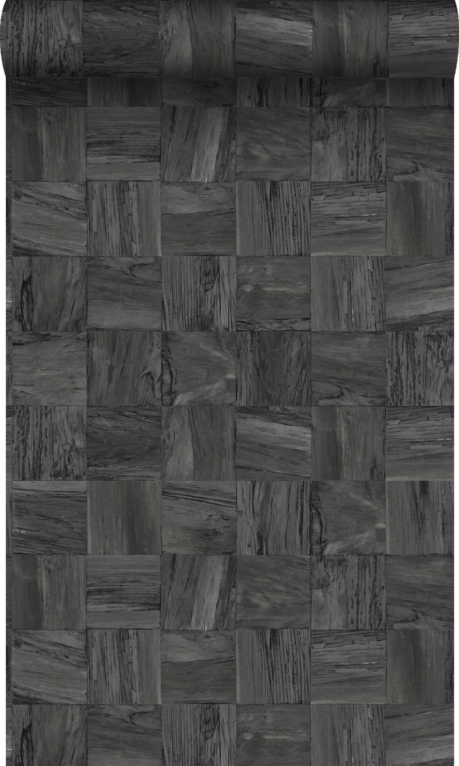 TAPETE quadratische Holzstücke 53 cm x 10.05 m - Schwarz, Papier (53/1000cm) - Origin Wallcoverings