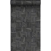 TAPETE quadratische Holzstücke 53 cm x 10.05 m - Schwarz, Papier (53/1000cm) - Origin Wallcoverings