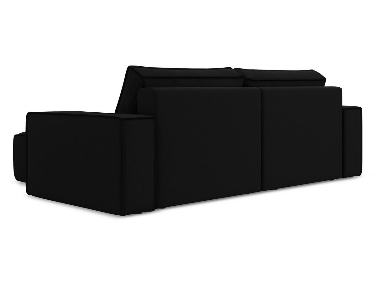 ECKSOFA mit Schlaffunktion Samt Stoff Schwarz - Schwarz, Kunststoff/Textil (257/148cm) - Makamii