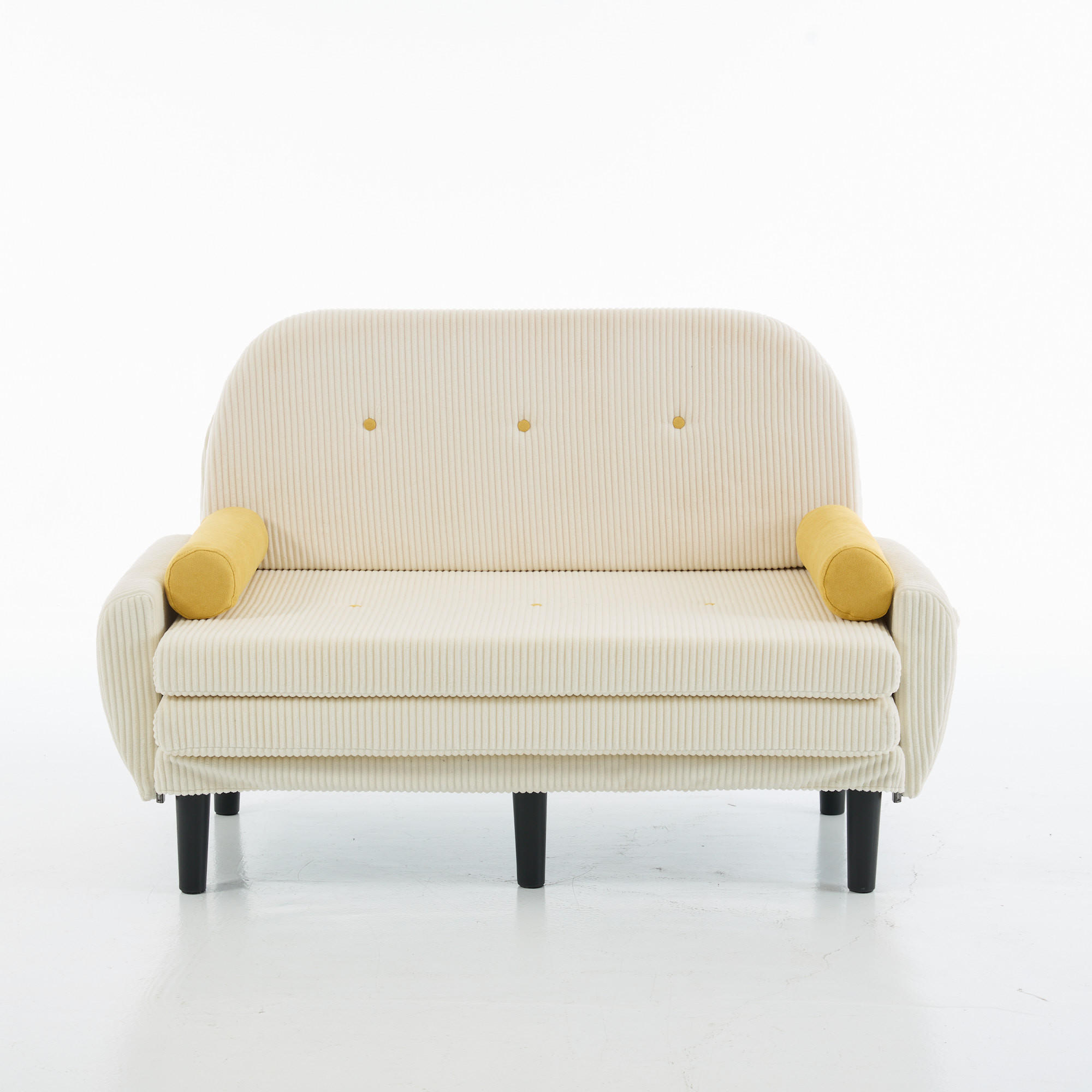 2-SITZER SCHLAFSOFA Cord Elfenbein mit 2 Kissen und Stauraum - Beige, Kunststoff/Textil (133.5/85/77cm) - WISHDOR