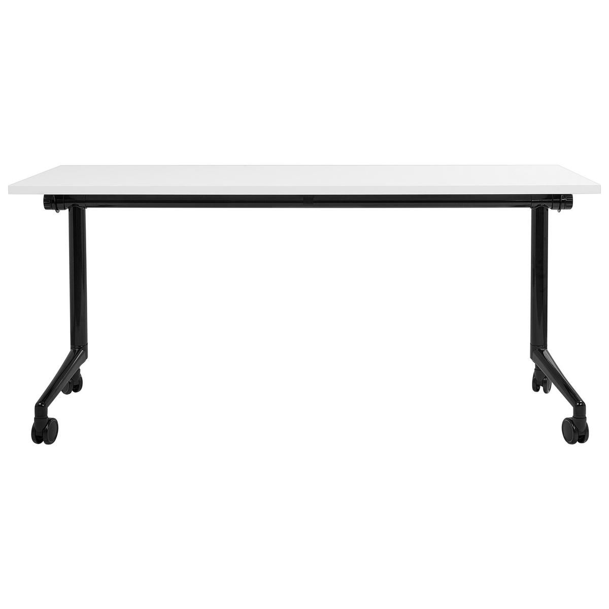 PSACÍ STŮL Skládací Bílý 160/60 cm s kolečky Cavi - bílá/černá, kompozitní dřevo (60/160/75cm) - Beliani