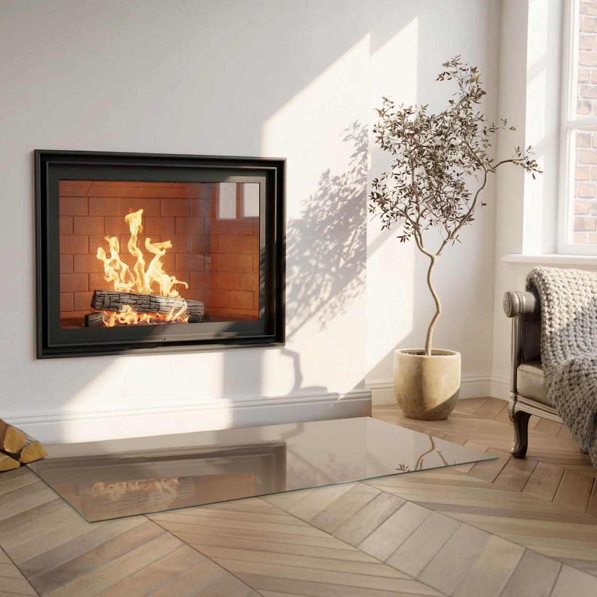 GLASPLATTE für Kamin 125x50 cm - Braun, Glas (125/50/0.4cm) - TULUP