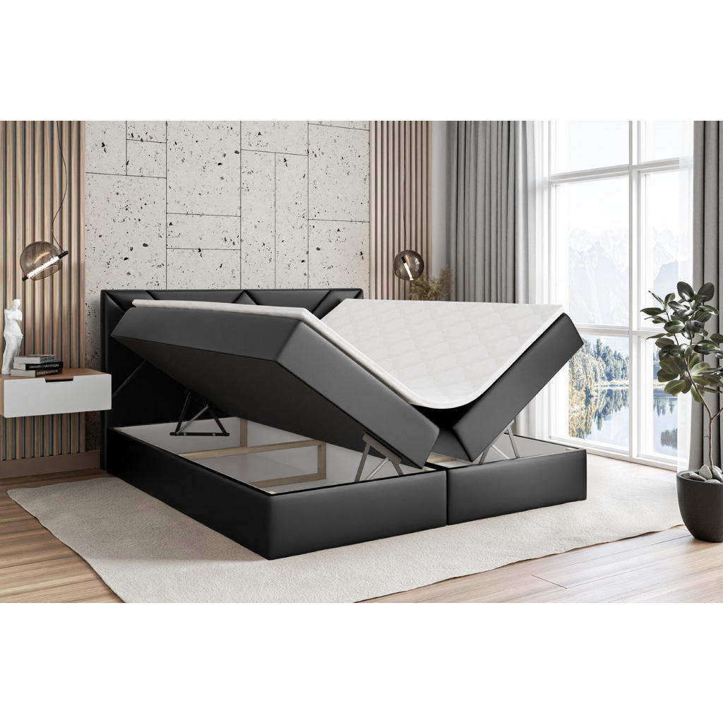 Thumbnail - Altdecor Boxbett, Schwarz Hochglanz, Holzwerkstoff, Höhe ca. 20 cm, 160x200 cm, Schlafzimmer, Betten, Boxspringbetten