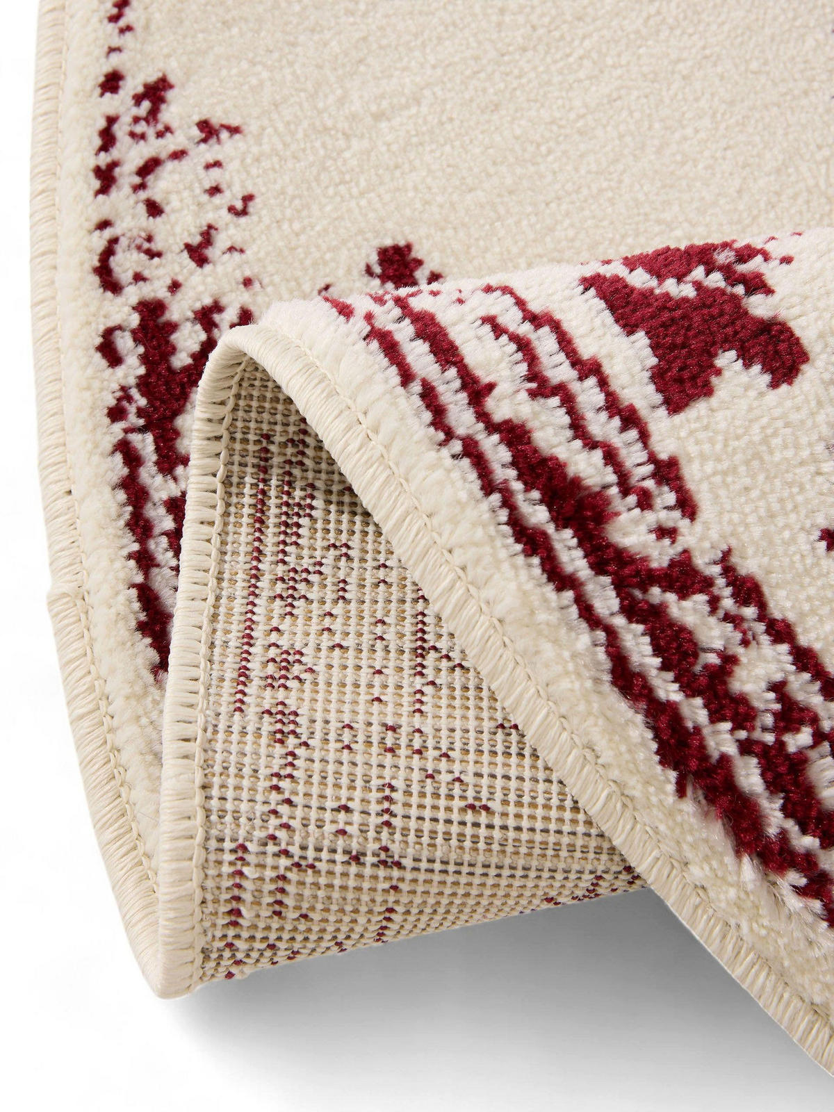 VINTAGE-TEPPICH Suki ø 120 cm rund - Rot/Creme, Kunststoff (120/120cm) - benuta