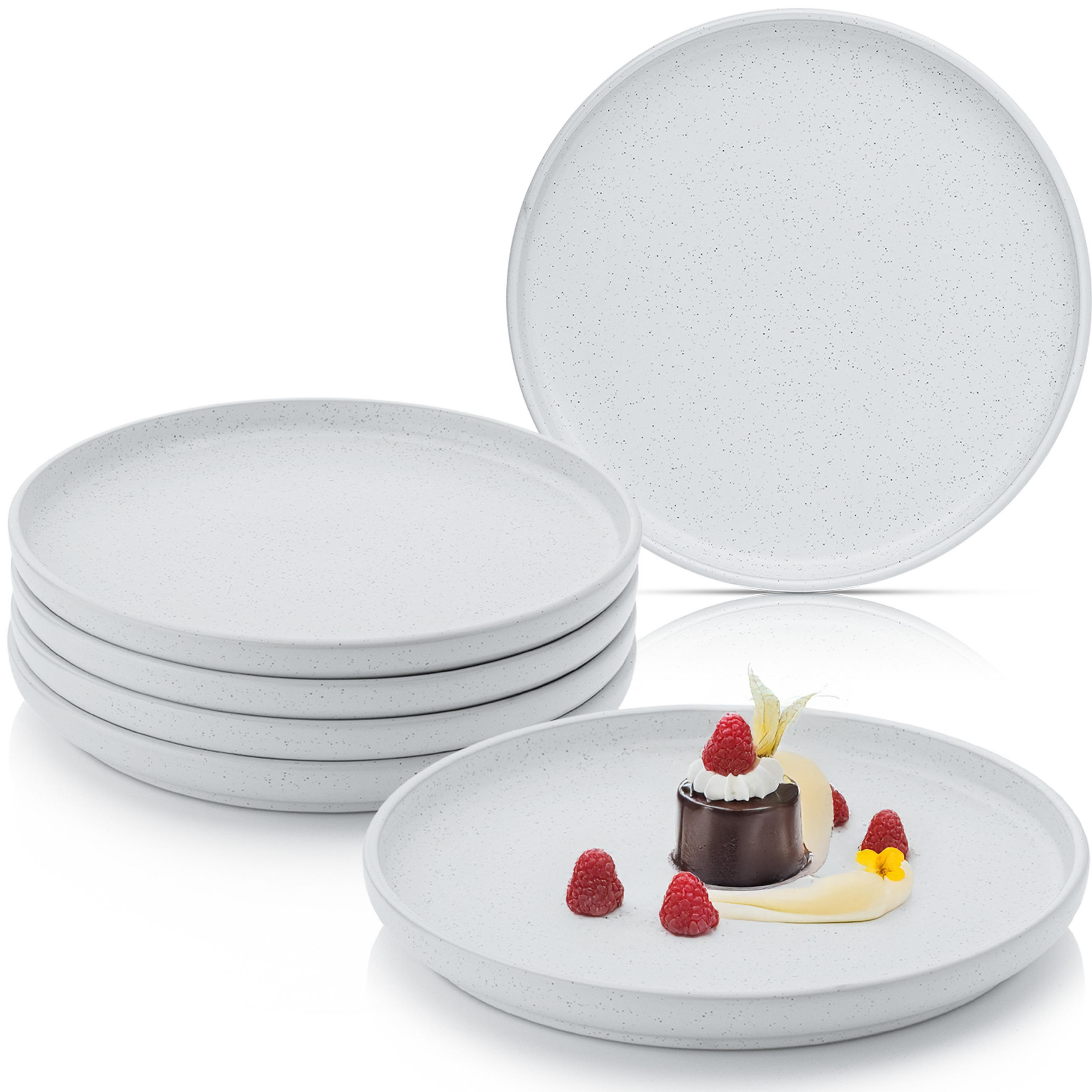 DESSERTTELLER LEEDS FROST - 6 teilig aus Steingut - Weiß, Stein (20.5cm) - Sänger