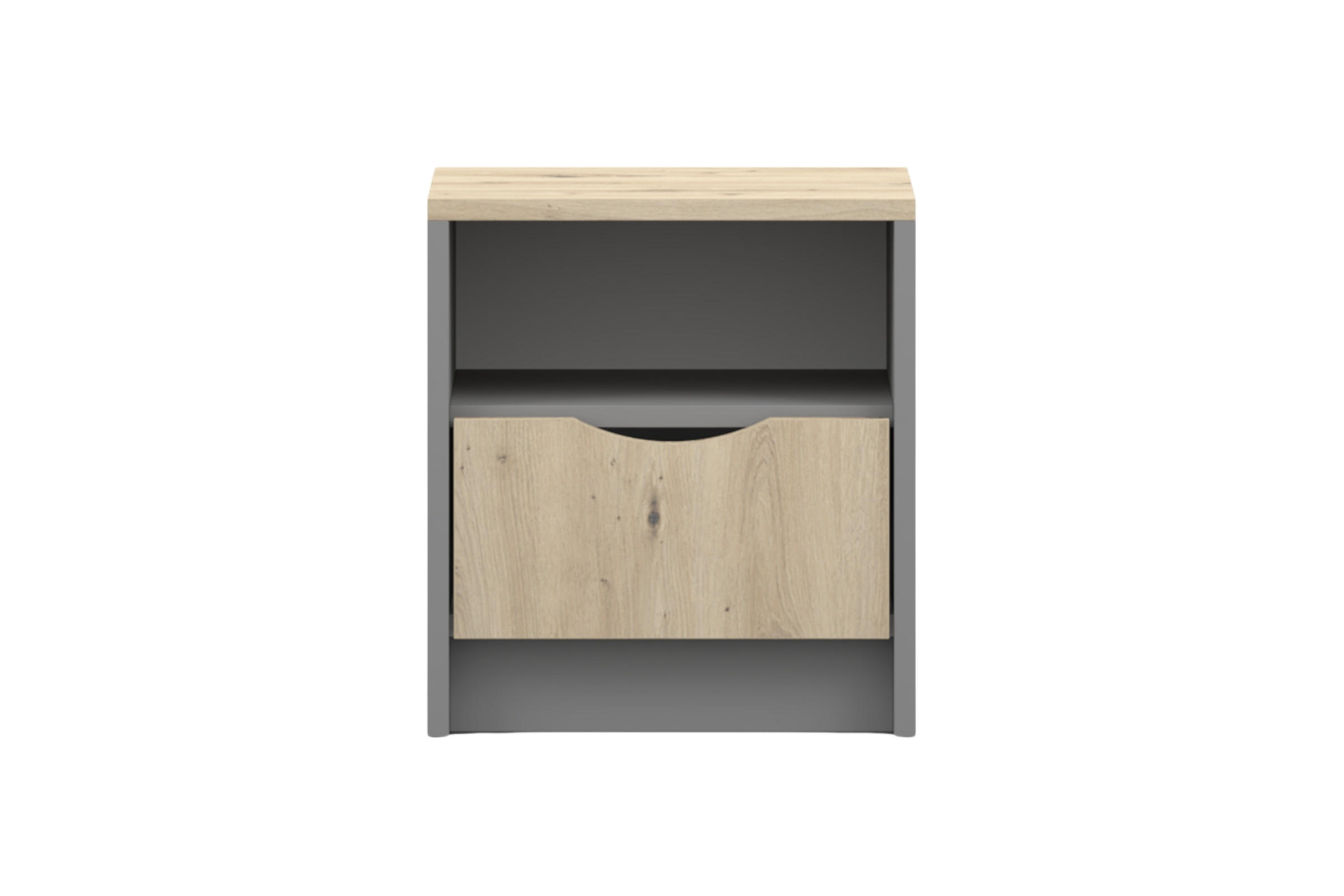 KINDER-NACHTTISCH JUMI 40/42/36 cm in Grau/Eiche Artisan - Eiche Artisan/Grau, Holzwerkstoff (40/42/36cm) - Deine Möbel 24