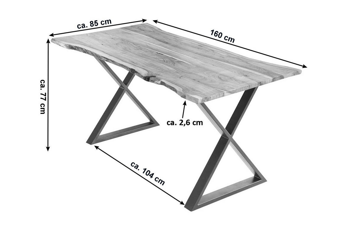 ESSTISCH KASIMIR - Chromfarben/Edelstahlfarben, Holz/Metall (85/160/77cm) - SAM