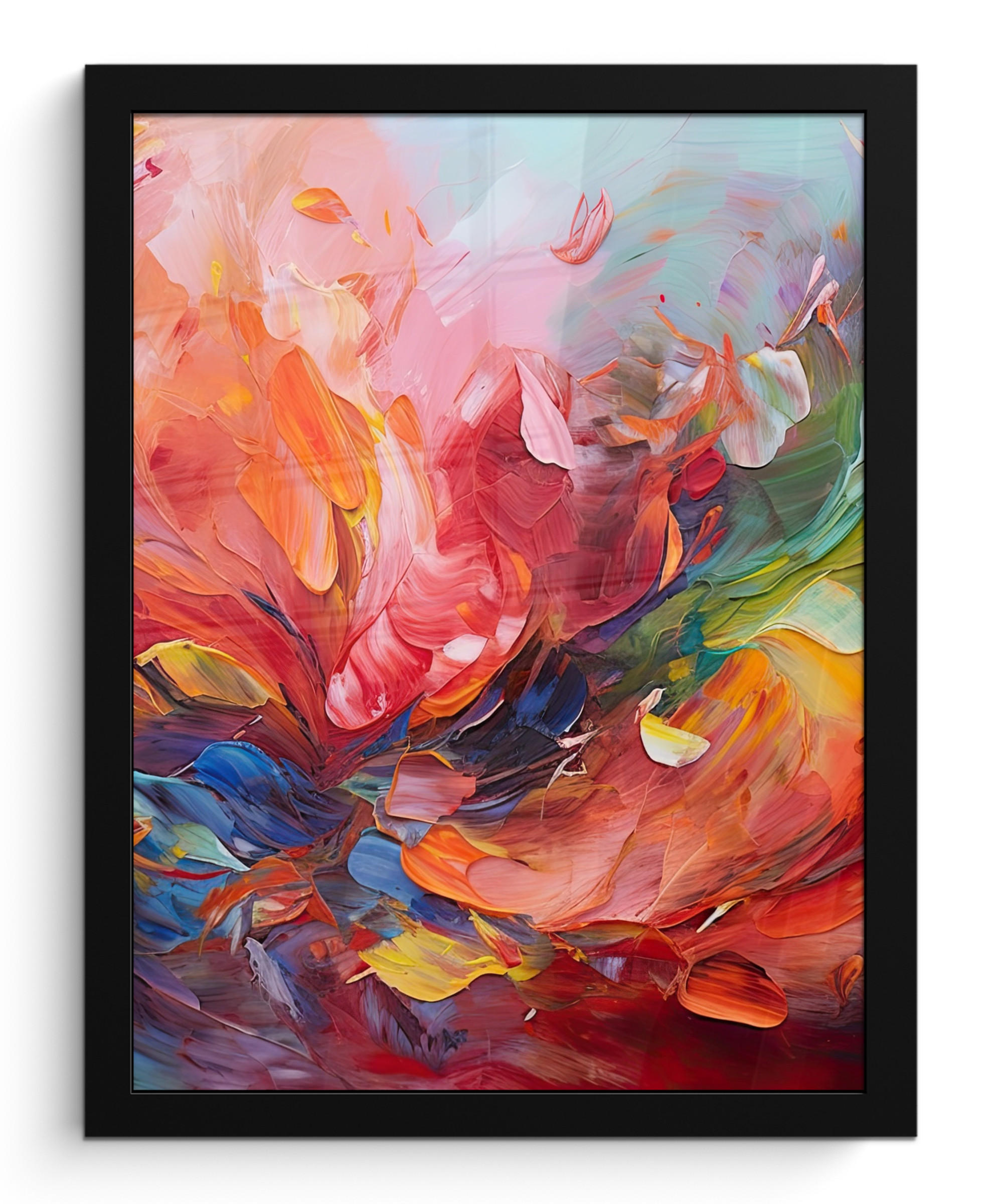 GERAHMTES BILD Ölgemälde - Kunst - Abstrakt - Farbenfroh 30x40 cm - Altrosa, Papier (30/40cm) - MuchoWow
