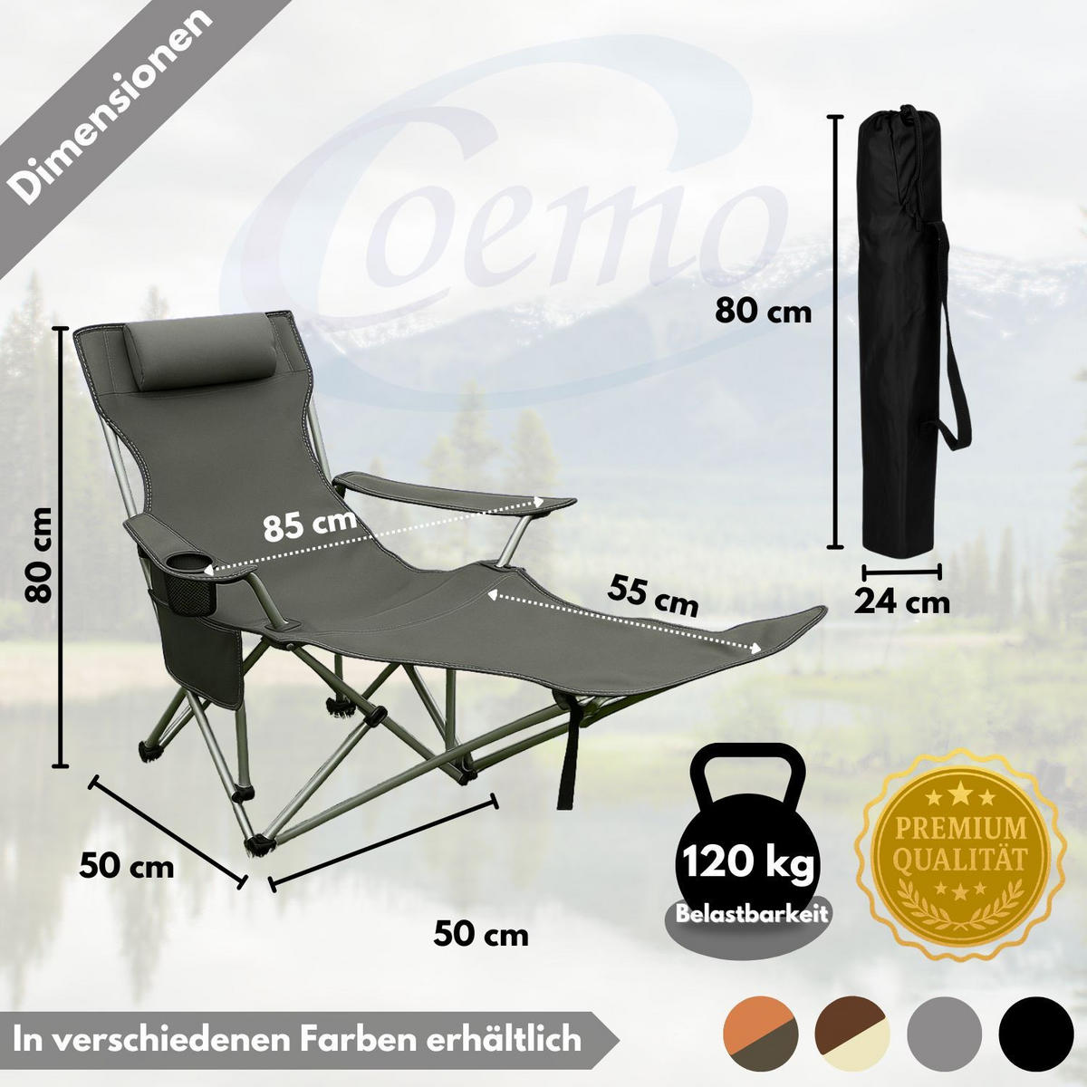 GARTEN LIEGESTUHL klappbar in Grau - Grau, Metall (53/88/156cm) - Coemo