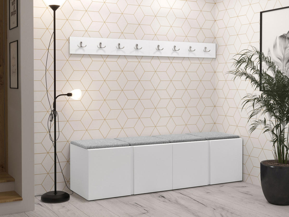 GARDEROBEN-SET Orion VII - Hellgrau/Weiß, Holzwerkstoff/Kunststoff (168/42/46cm) - MIRJAN24