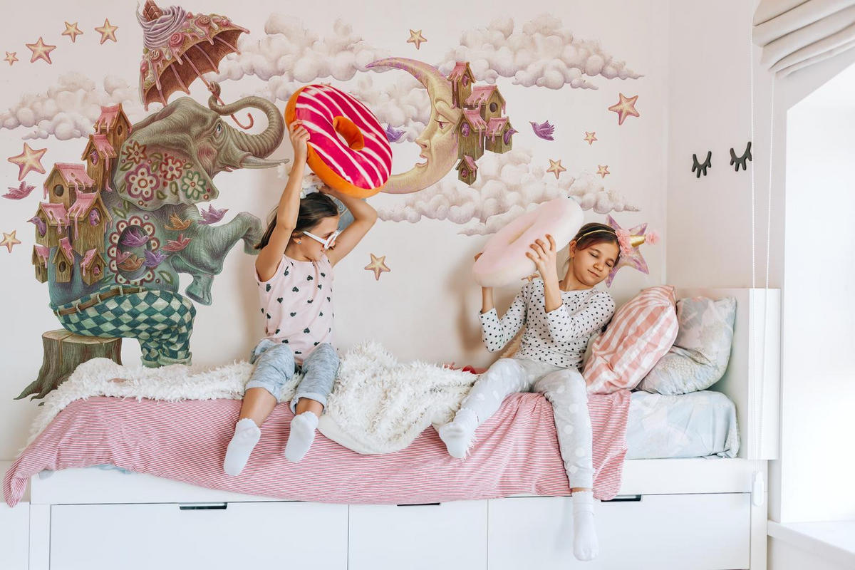 WANDAUFKLEBER 60x83cm - Pastellfarbene Tiere - Multicolor, Kunststoff (60/83/0.1cm) - Wallfluent