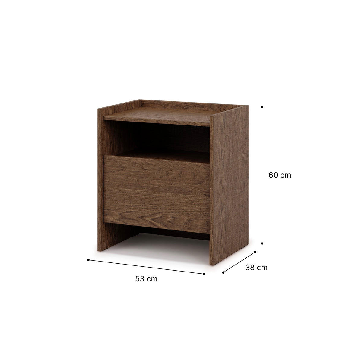 NACHTTISCH Japandi Dunkles Holz - Braun, Holzwerkstoff (53/60.5/38cm) - Petits-meubles