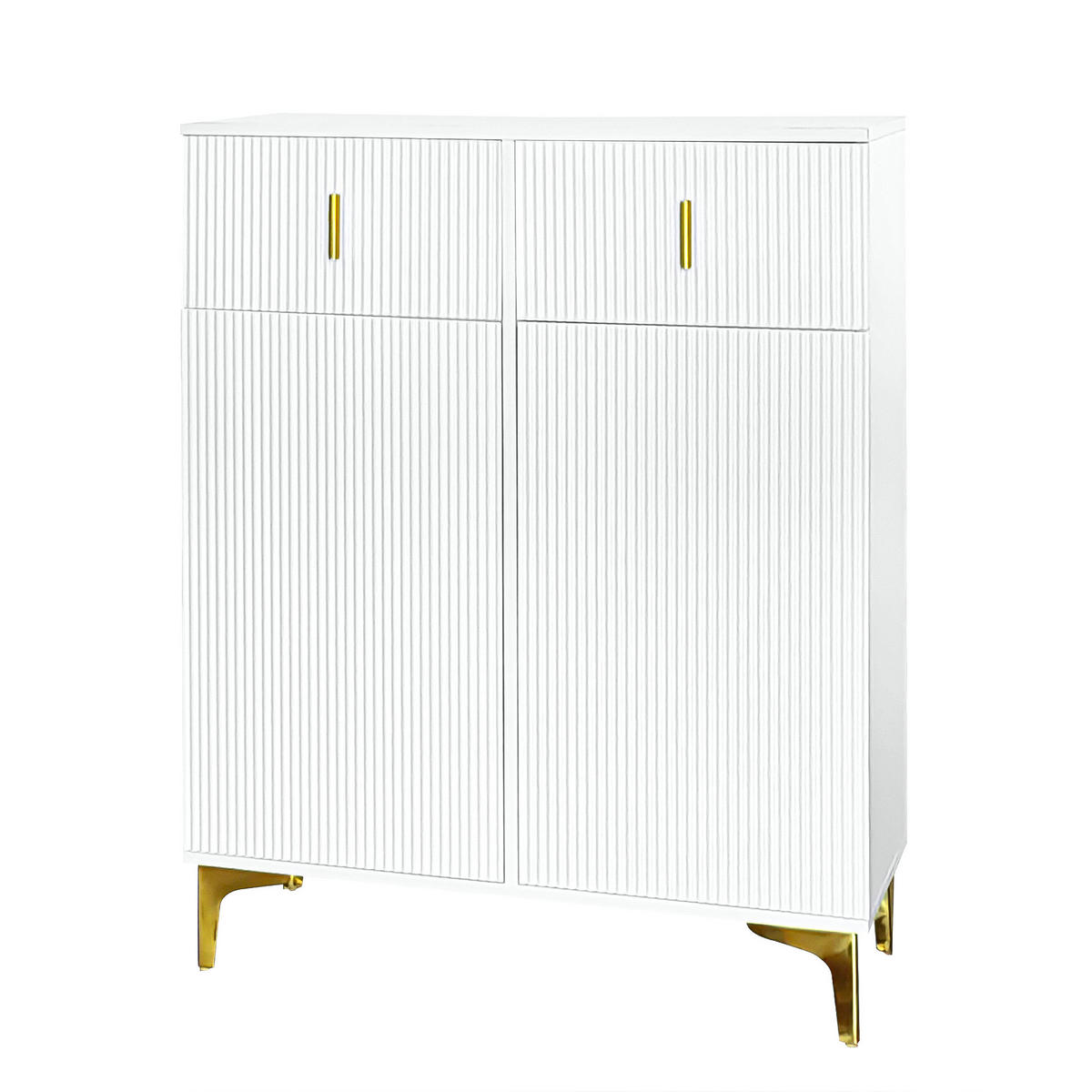 HIGHBOARD 83/35/101 cm mit 2 Türen & 2 Schubladen in Weiß - Weiß, Holzwerkstoff (83/101/35cm) - BEAOK